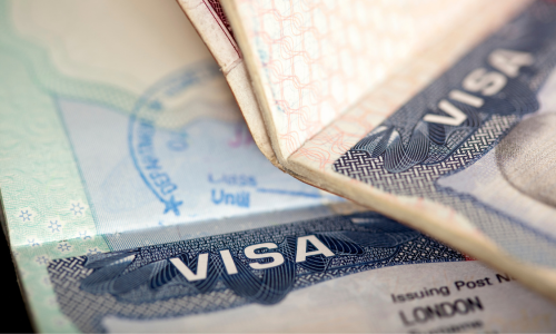 A close up of a travel visa